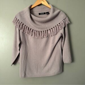 Crystal Kobe Fringed Cowl Neck Sweater